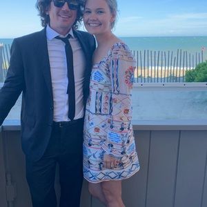 Ali & Jay colorful mini dress with sheer sleeves